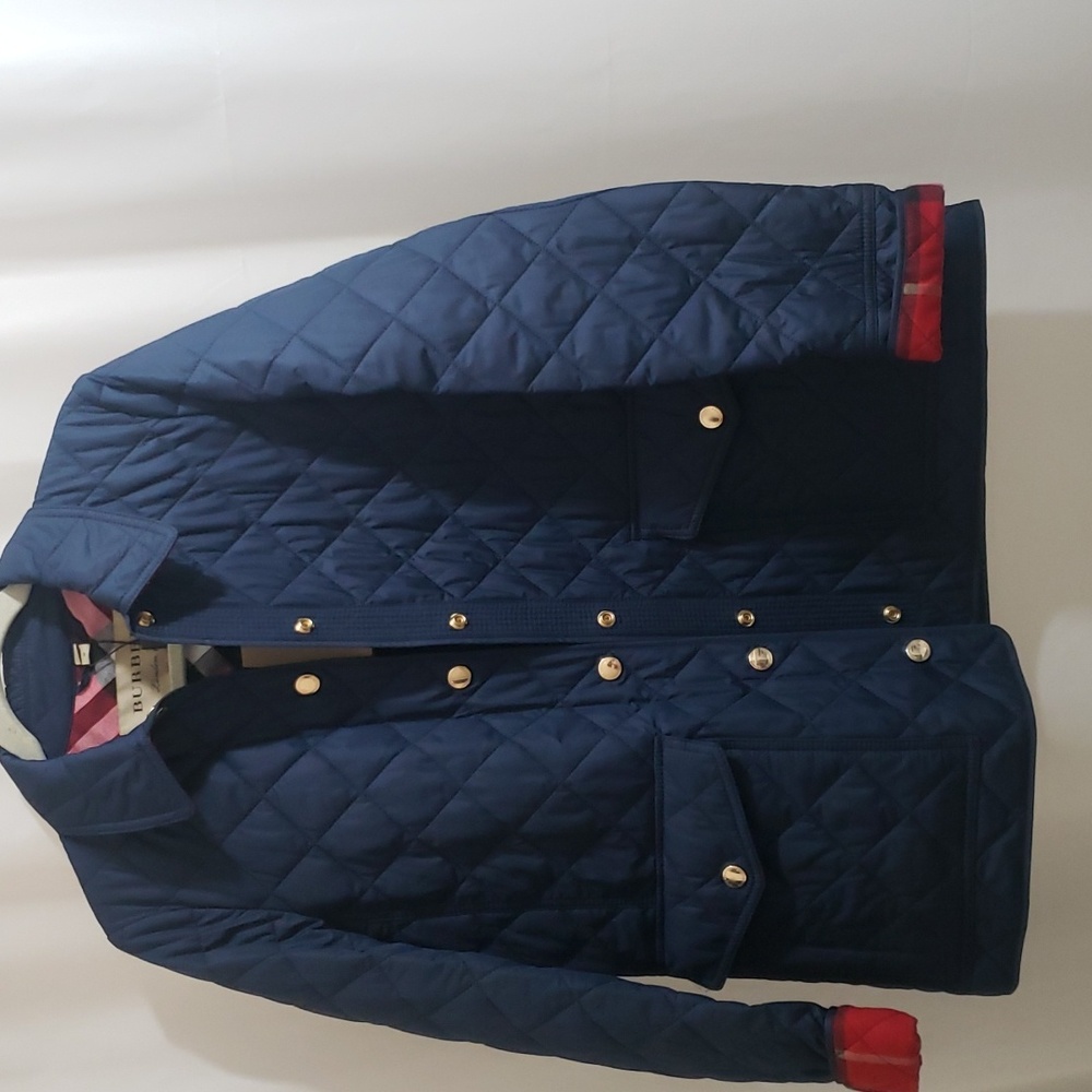 Burberry Navy Jacket quilted nova check lining